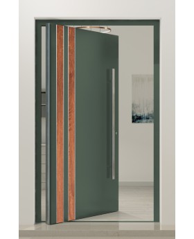 PIVOT V28 - aluminum front door with wooden decor