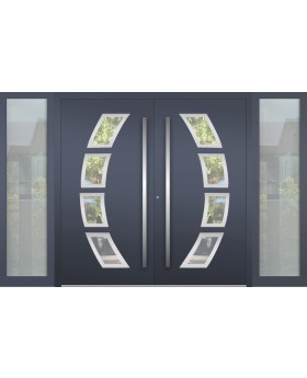Aluminum LIM Double door with left and right glass panel / sidelight