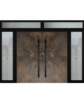 Aluminum LIM Double door with left, right ant top glass panel