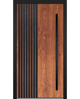 LIM RAIL6 - aluminum front  door with black vertical slats made of aluminum profiles