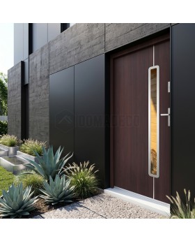 Mahogany steel front door with glass