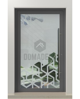 PIVOT Glass S12 - aluminum frosted pivot door with with transparent decor