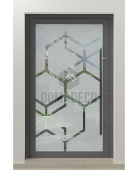 PIVOT Glass S13 - aluminum frosted pivot door with with transparent decor