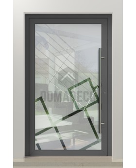 PIVOT Glass S14 - aluminum frosted pivot door with with transparent decor