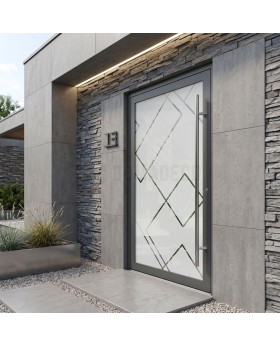 Anthracite  quality frosted front door with transparent decor