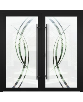 LIM GLASS double  S - frosted aluminum double door with transparent motif