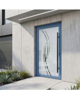 blue aluminum front door milk with transparent decor
