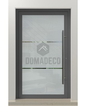 PIVOT Glass S2 - aluminum frosted pivot door with two transparent stripe