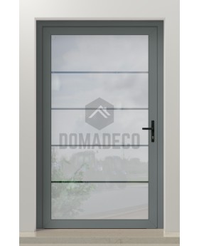 PIVOT Glass S4 - aluminum frosted pivot door with four transparent stripe