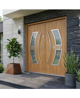 Turners oak luxury steel double door with glass