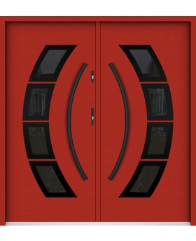 Sta Taurus Double noir - high security exterior metal double door with glass and black frame