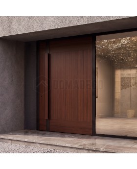 aluminum front door covered mahogany sublimated wood