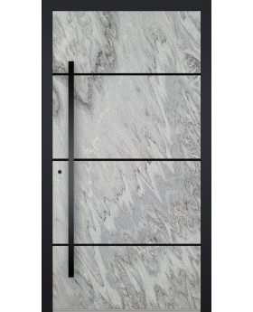 LIM V42 - aluminum front door covered with white rock stone texture