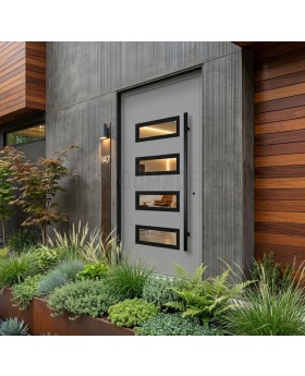 Grey modern aluminum front door