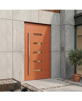 Orange contemporary aluminum front door