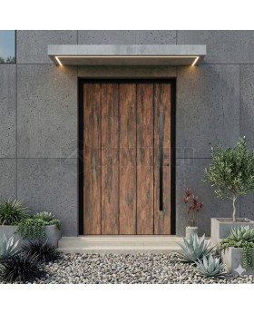 entry door covered HPL wood imitation