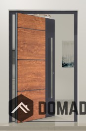 PIVOT V36 - aluminum pivot front door with wooden decor Domadeco