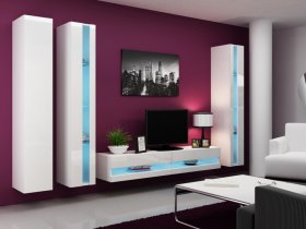 Seattle 11 - white and black living room wall units Domadeco