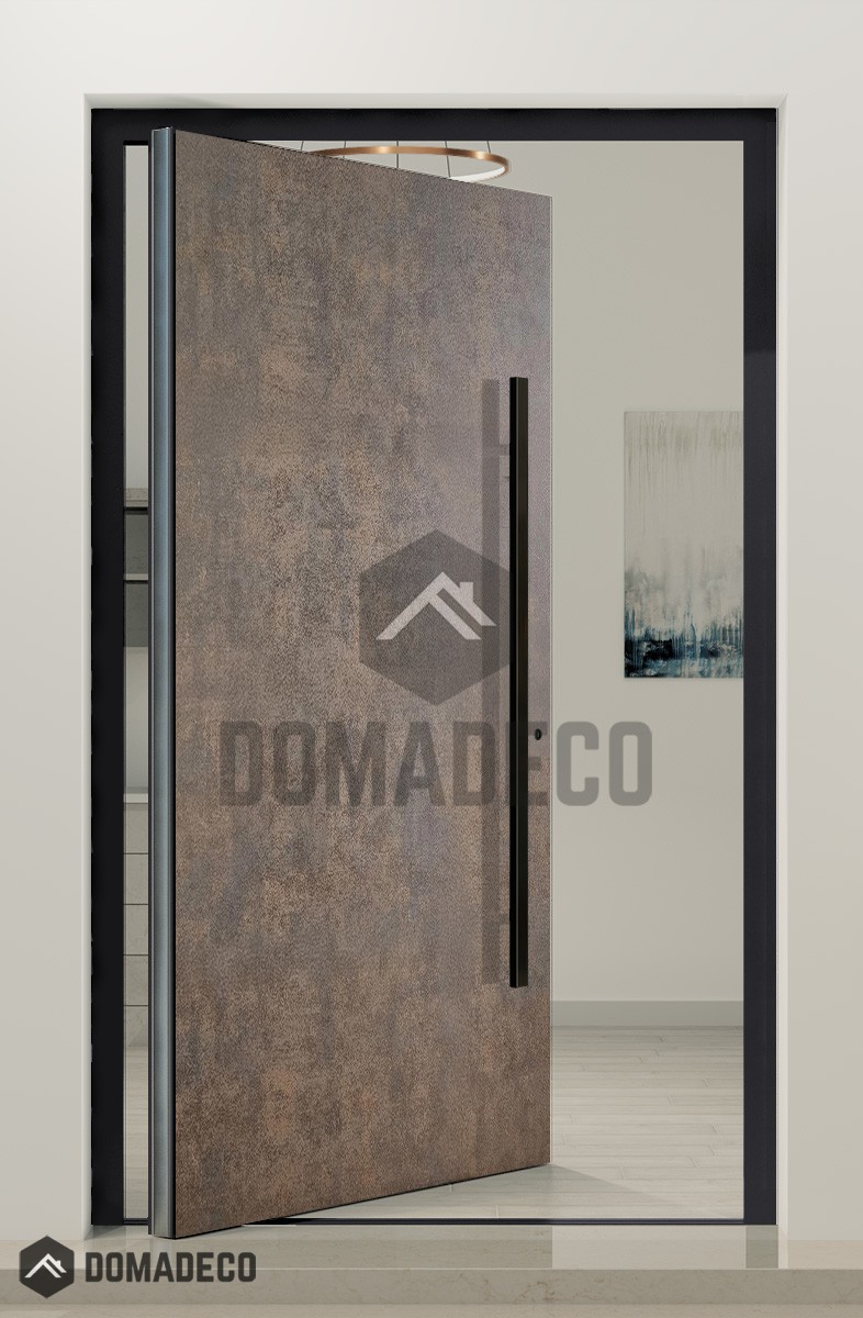 PIVOT V53 - rust aluminum pivot door covered with rust sintered