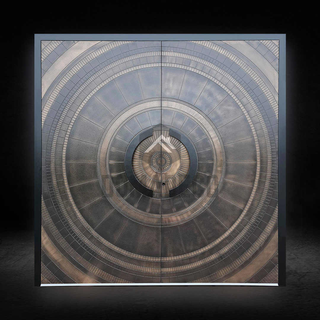 Brown liquid metal double aluminum door