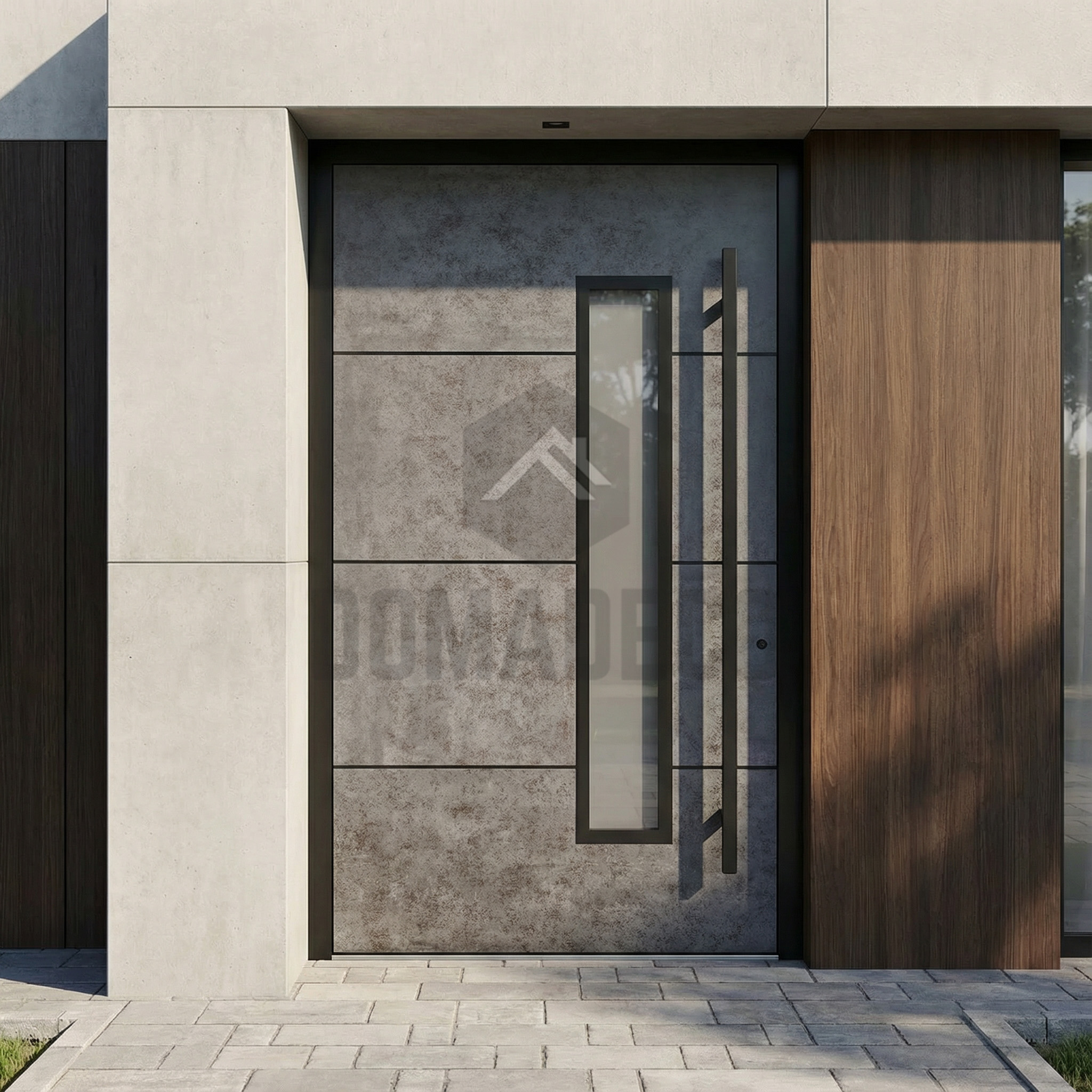 Aluminum front door covered quartz sinter