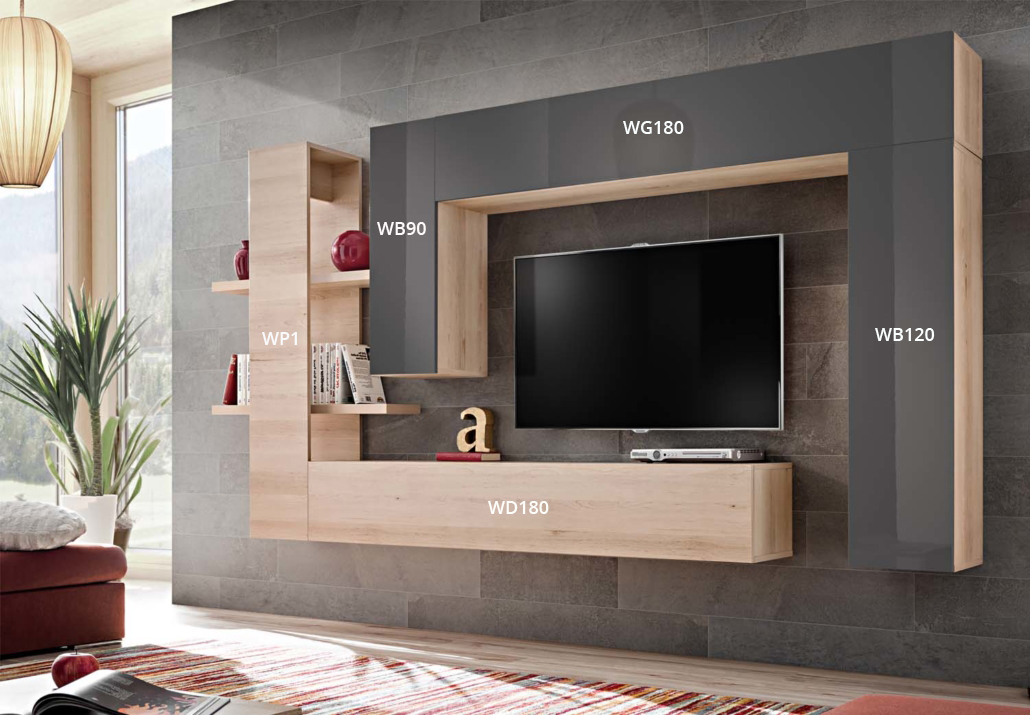 BRIN IX - modern tv wall unit Domadeco