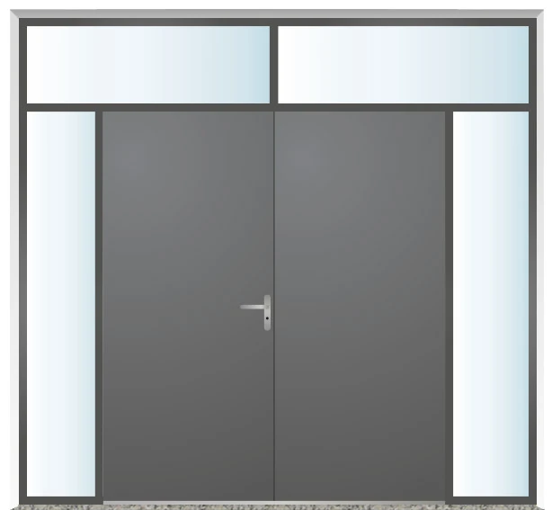 Double door with left,right and top sidelights