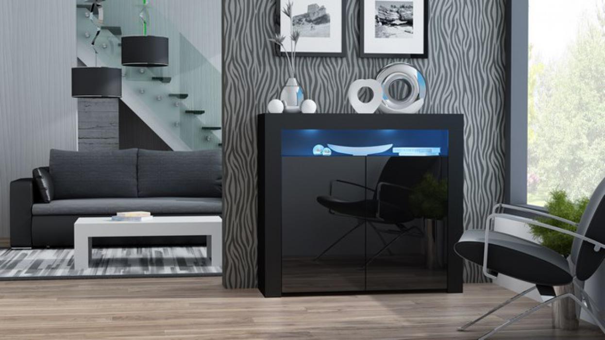Milano Sideboard 2D black - bedroom dresser