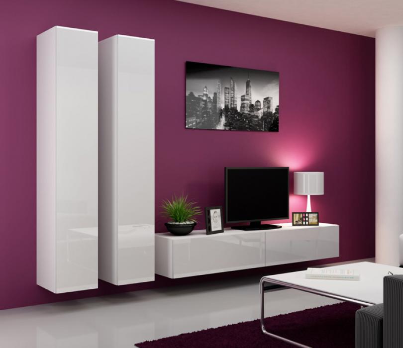 Seattle 13 Gloss White Modern Tv Wall Unit Contemporary